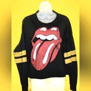 THE ROLLING STONES WOMEN'S  T- SHIRT BLACK LONG SLEEVE Size XL